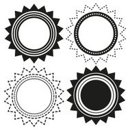Set of 4 isolated badges in shapes sun