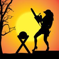 Vector silhouette of a woman N2022