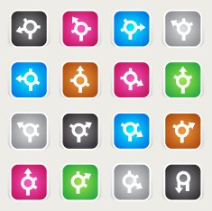 Multicolor Icons - GPS Roundabout Arrows N2