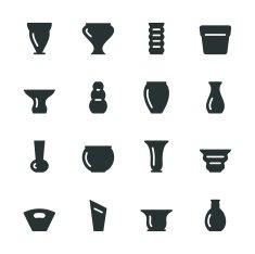 Pot and Vase Silhouette Icons N2
