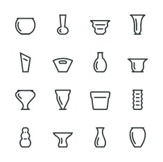 Vase and Pot Silhouette Icons N2