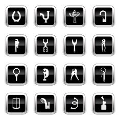 Supergloss Black Icons - Plumbing Tools & Materials