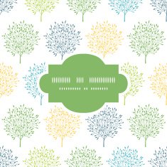 Summer trees colorful frame seamless pattern background