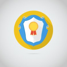 Flat vector icon with gold medal
