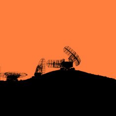 Silhouette military radar dish Vector illustration N5