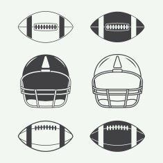 Set of vintage rugby and american football labels emblems logo