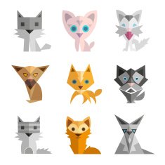 Set of abstract cats vector illustration N3