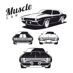 Muscle car tamplates for icons and emblems isolated