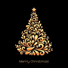 Abstract Christmas tree in gold color