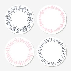 Fast food sticker templates collection Hand drawn floral frame Background