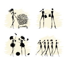 Fashion girls black silhouettes collection N5