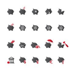 Piggy bank icons N3