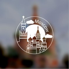 Minimalist round icon of Moscow Russia Flat one line style N2