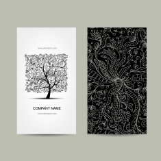 Vintage business cards floral tree design