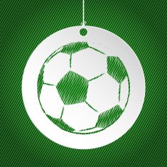 Soccer ball label on green background N2