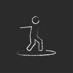 Man on a surfboard icon drawn in chalk N2
