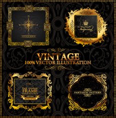 Vector vintage Gold frames calligraphic