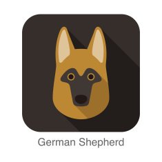 German shepherd dog face flat icon series