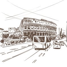 Rome Coliseum hand drawn vector illustration N3