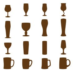 Silhouettes of different alcohol glasses