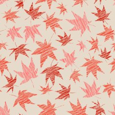 Fall background with scratched maple leaves Seamless pattern