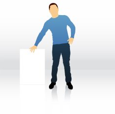 Male silhouette holding blank sign N10