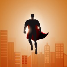 superhero hovering in the sky N3