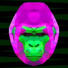Abstract gorilla head Polygonal geometric triangle bright isolated portrait