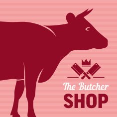 Butcher shop sign with silhouette of cow N2