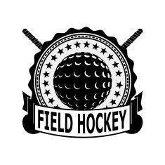 Black badge field hockey on a white background Vector