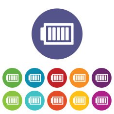 Charged battery icon set