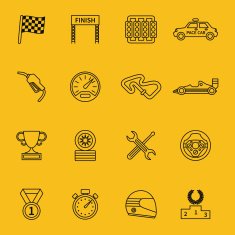 Race flag and line racing icons N2