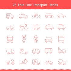 Transport icons Thin Line Stroke N2