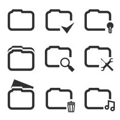 Folder Silhouette Icons Set Isolated on White Background Template Vector