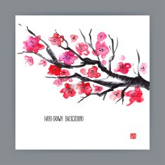 illustration with blooming sakura