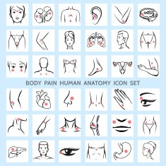 Body pain human anatomy icons