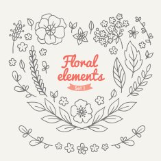 Collection of vintage floral design elements N2