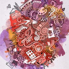 Art doodles elements watercolor background N2