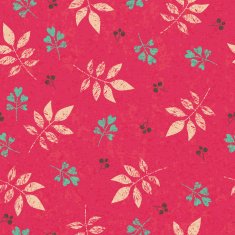 Falling leaves seamless vintage pattern - red background
