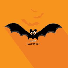 happy Halloween flying bat minimalistic vector illustration