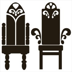 furniture of throne icons isolated on white background