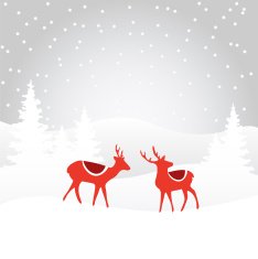 Retro christmas card invitation with reindeer vector background