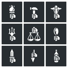 Symbols of the gods in Greek mythology icons set N2