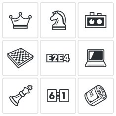 Playing chess and modern technology icons set Vector Illustration N3