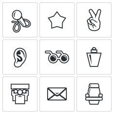 Blind listening songs artist icons set Vector Illustration N2