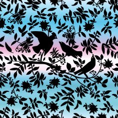 Vintage pattern with birds on gradient background