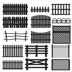 Set of rural fences types