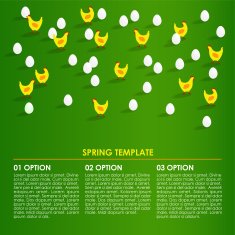 Spring easter infographics background card with hens eggs N2