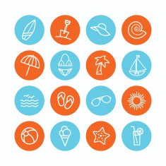 Set of beach related icons N3