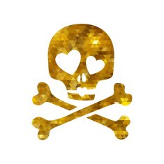 Golden mosaic faceted luxury skull in love ironic icon